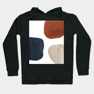 Terracotta, navy and beige organic shapes Hoodie